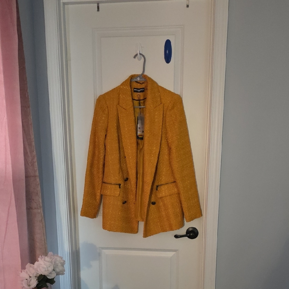 Karl Lagerfeld Mustard Blazer with Bronze Buttons